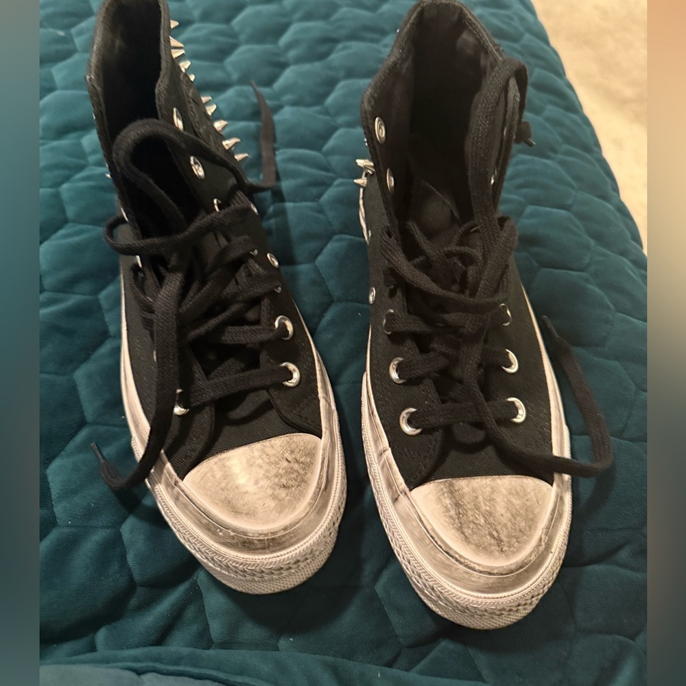 Converse Black and White High-Top Sneakers with Studs